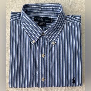 Ralph Lauren Blue Striped Men's Long sleeves polo Shirt